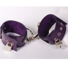 2" Wide Purple Shoulder Leather Handcuffs